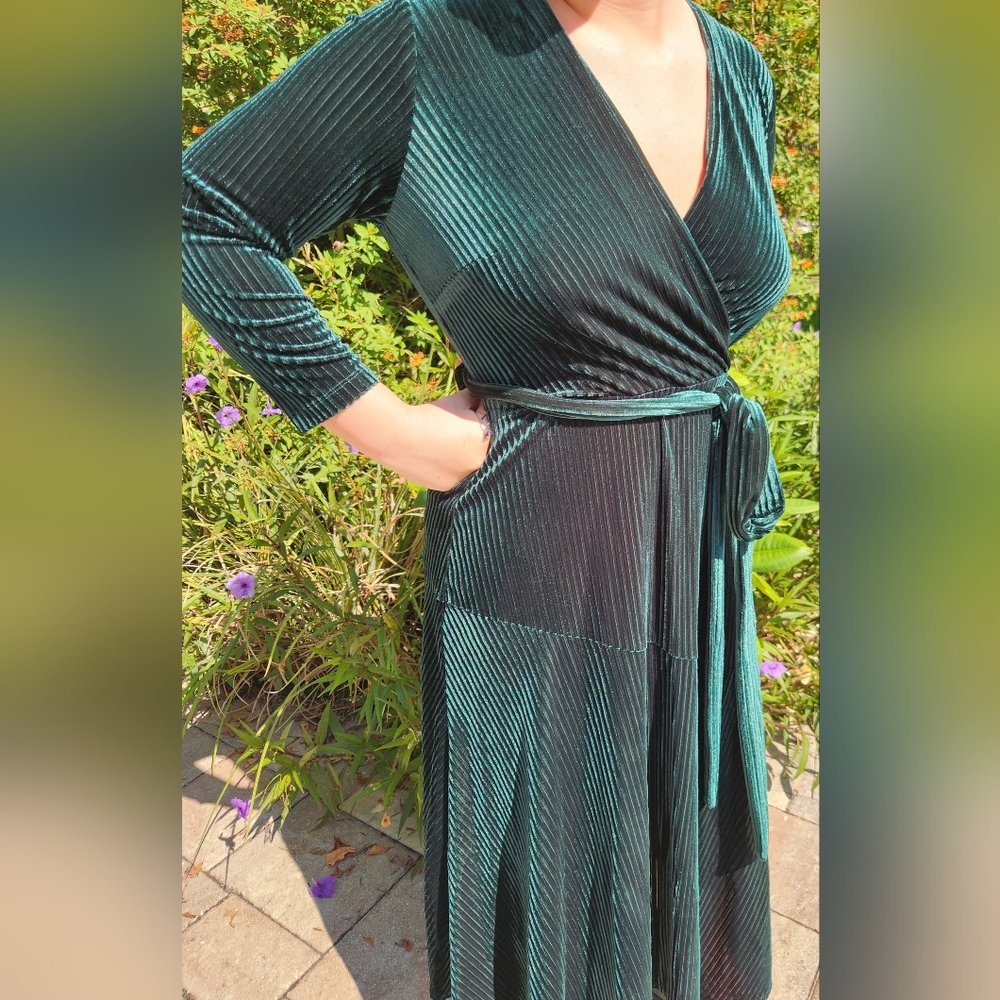 MASON TARA maxi green velvet dress - Picture 6 of 11